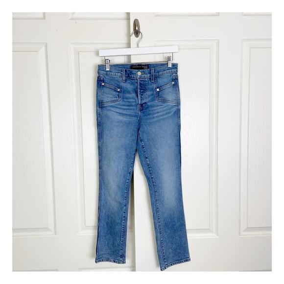 Veronica Beard Ryleigh Slim Straight V Stitched Jeans Blue Mist Wash - Picture 2 of 9